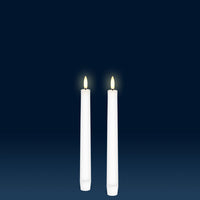 Uyuni Life-Like Flameless Wax Candles Single Wick Tapers Ivory Or White Twin Pack Collection