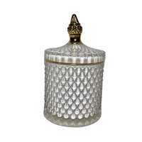 Royal Collection Elegant White Crystal Trinket Lolly Candle Fill Jars with Gold Tip - Variety