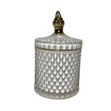 Royal Collection Elegant White Crystal Trinket Lolly Candle Fill Jars with Gold Tip - Variety