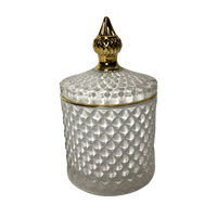 Royal Collection Elegant White Crystal Trinket Lolly Candle Fill Jars with Gold Tip - Variety