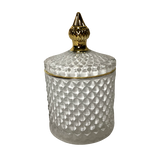 Royal Collection Elegant White Crystal Trinket Lolly Candle Fill Jars with Gold Tip - Variety