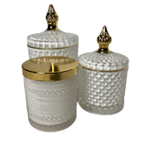 Royal Collection Elegant White Crystal Trinket Lolly Candle Fill Jars with Gold Tip - Variety