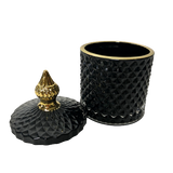 Royal Collection Elegant Black Crystal Trinket Lolly Candle Fill Jars with Gold Tip - Variety