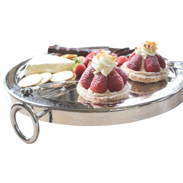 Elegant Polished Cake/Cheese Serving Tray with Loop Feet 40cm