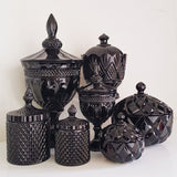 Gloss Black or White Regina Glass Crystal Trinket Bathroom Lolly Candle Fill Bowl with Lid Varieties
