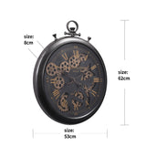 Black French Chronograph Round Exposed Gear Movement Wall Clock 52cm