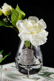 Côte Noire Natural Touch Gardenia Flower Arrangement In Clear Teardrop Glass