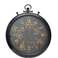 Black French Chronograph Round Exposed Gear Movement Wall Clock 52cm