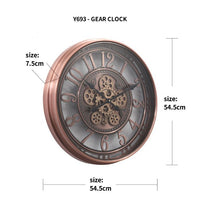 55CM Copper Round Industrial Exposed Gear Movement Wall Clock