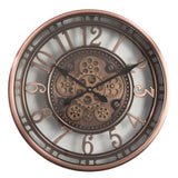 55CM Copper Round Industrial Exposed Gear Movement Wall Clock