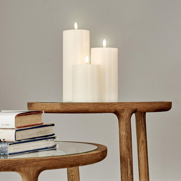 Uyuni Life-Like Flameless Wax Candles Single Wick Pillar Ivory Collection