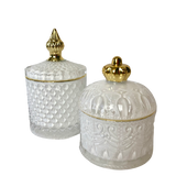 Royal Collection Elegant White Crystal Trinket Lolly Candle Fill Jars with Gold Tip - Variety